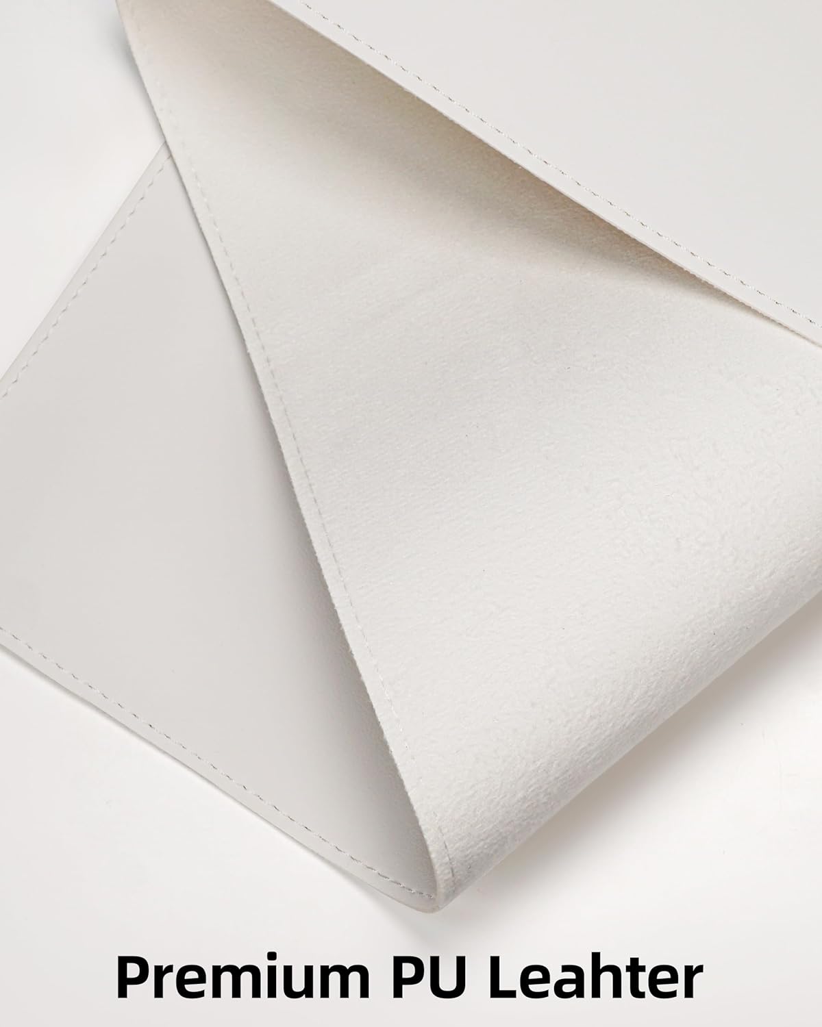 Extra Large Desk Pad Mat - Waterproof Mouse Pad & Desk Protector, Non-Slip XXL PU Leather Gaming Mat for Keyboard/Mouse, Stitched Edge with Ergonomic Support, 55"x17" (White)