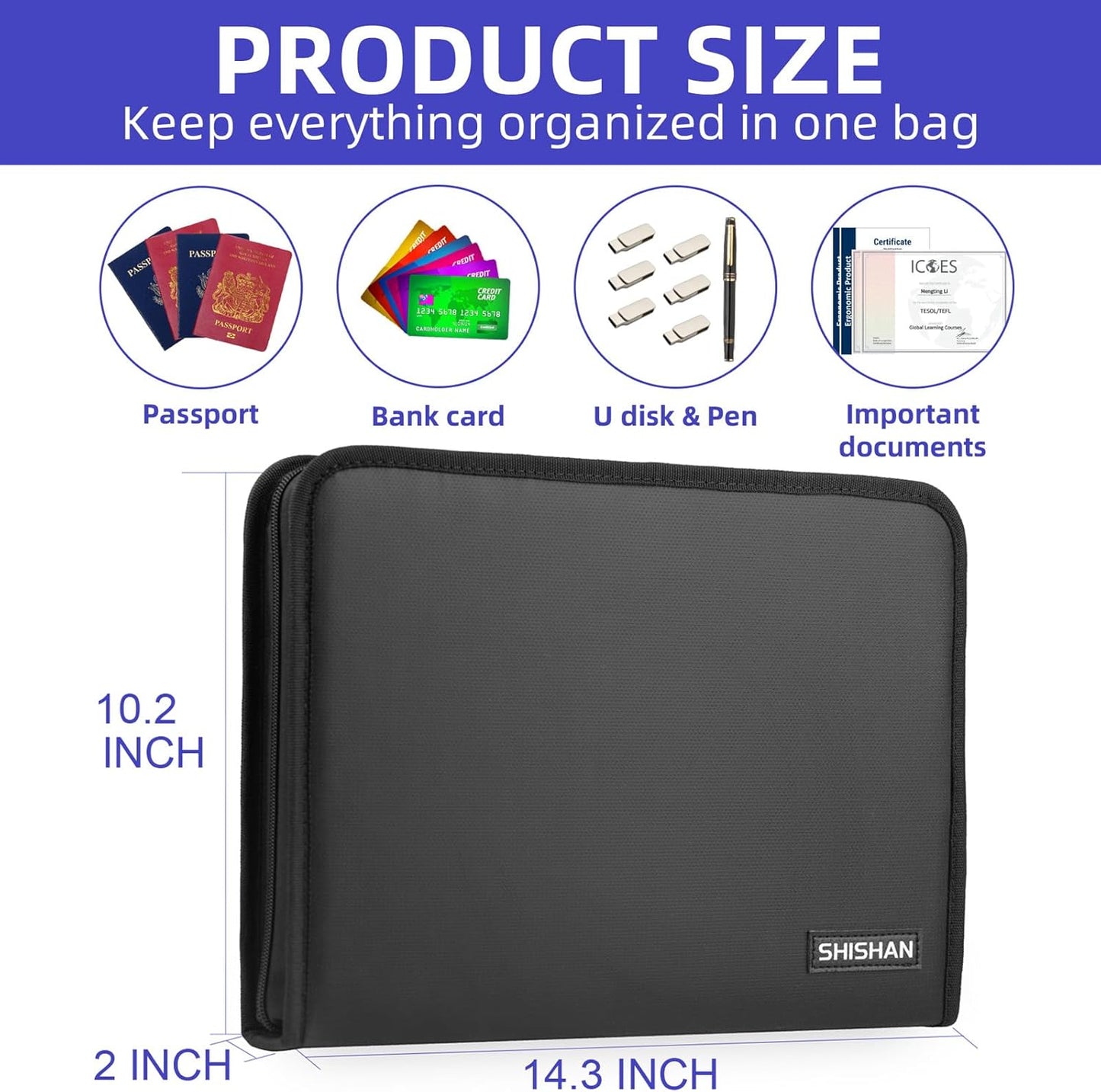 Versatile Fireproof Accordion File Organizer Document Bag for Important Document Organizer Color-Coded 13 Pocket, Letter Size Expanding File Folder with Label and Zipper Portable Safe Storage