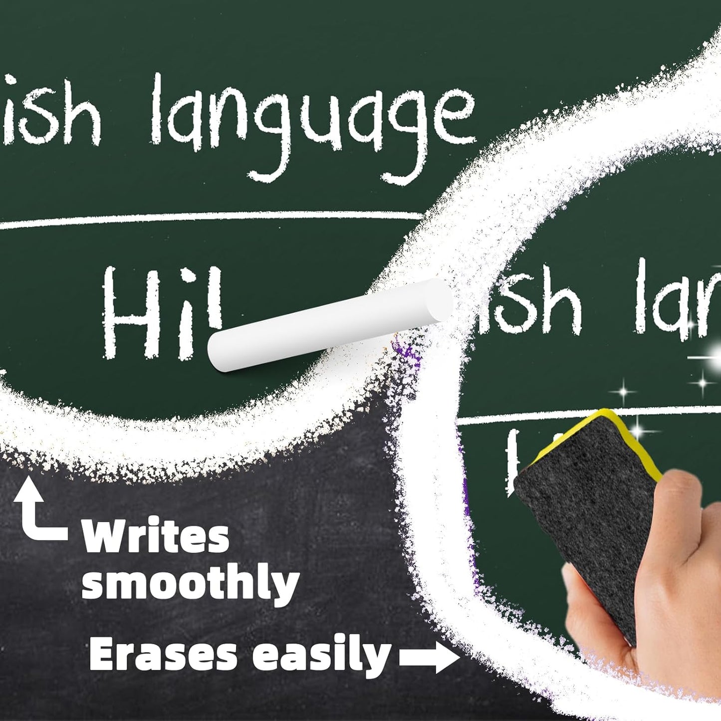 Colored Chalk with Magnetic Eraser, 80PCS Low Dust Chalks Stick Bulk for Chalkboard Blackboard Non-Toxic