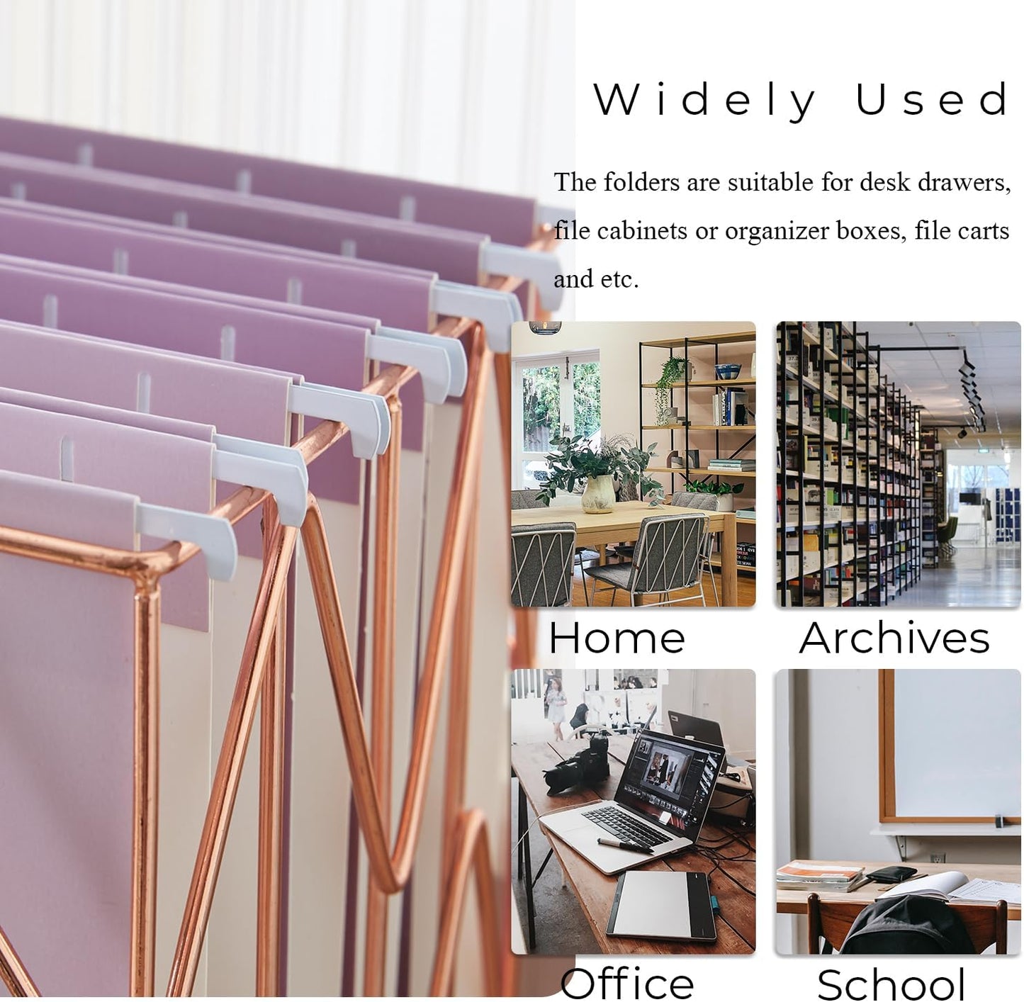 Y YOMA 6 Pack Gradient Hanging File Folders Letter Size Decorative Hanging Folder Pretty File Folder Organizer for Filing Cabinet Office Home with 1/5-Cut Adjustable Tabs, Dusty Violet