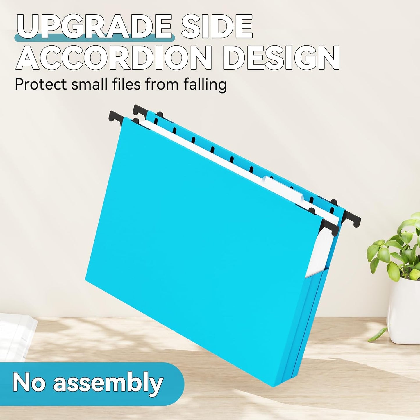 Plastic Hanging File Folder Extra Capacity,Letter Size,Upgraded 2"Expansion Accordian Pocket,12 Pack Expandable Hanging Folders,Adjustable Tabs,No Assembly,Heavy Duty for Filing Cabinet,Colored