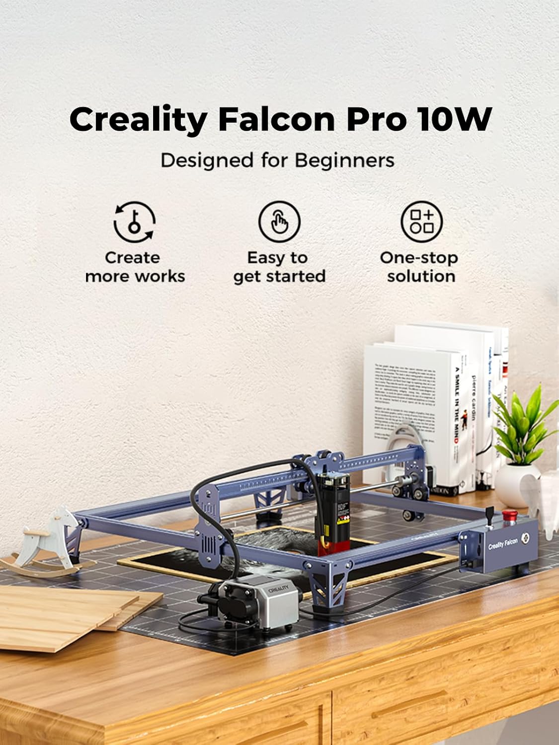 Creality 72W Output Power Laser Engraver, Falcon Pro 10W with Air Assist Laser Engraving Machine, CNC Machine Laser Engraver for Wood and Metal, Paper, Acrylic, Leather