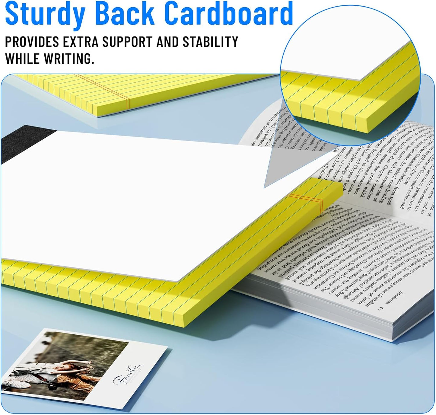3pcs Legal Pads 8.5 x 11, Notepads 8.5 x 11 College Ruled Notebook, Writing Pads of Paper,Yellow Note Pads, Memo Pad Papers Perforate Legal Notepads Narrow Ruled Line,30 Sheets/Pack