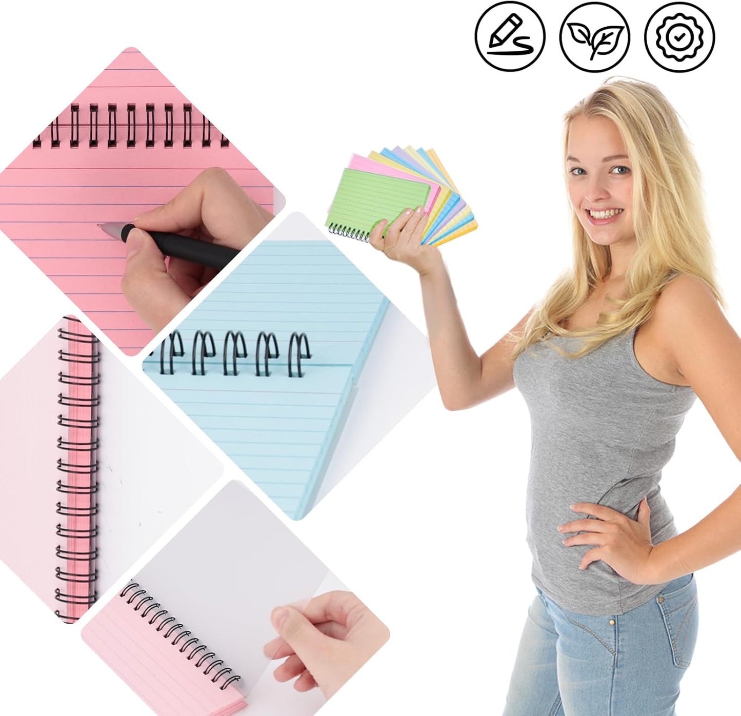 Koogel 400PCS Index Cards, 4x6 Colored Ruled Index Cards with Rings for Back to School, Flashcards Heavy Note Card with Waterproof Covers for Studying Learning School College Office Supplies, 8 Colors