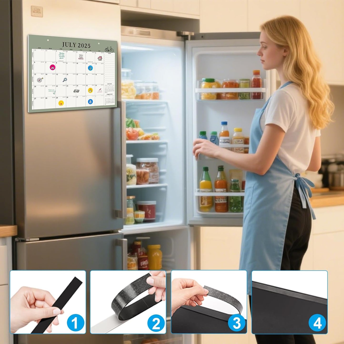 Gannyfer Desk Calendar 2025-2026, Magnetic Calendar for Refrigerator, July 2025-Dec 2026, 18 Monthly Wall/Fridge/Desktop Calendar with Hanging String, Magnetic Stripe, 3 Stickers, for Office, Home or School (14" x 11")