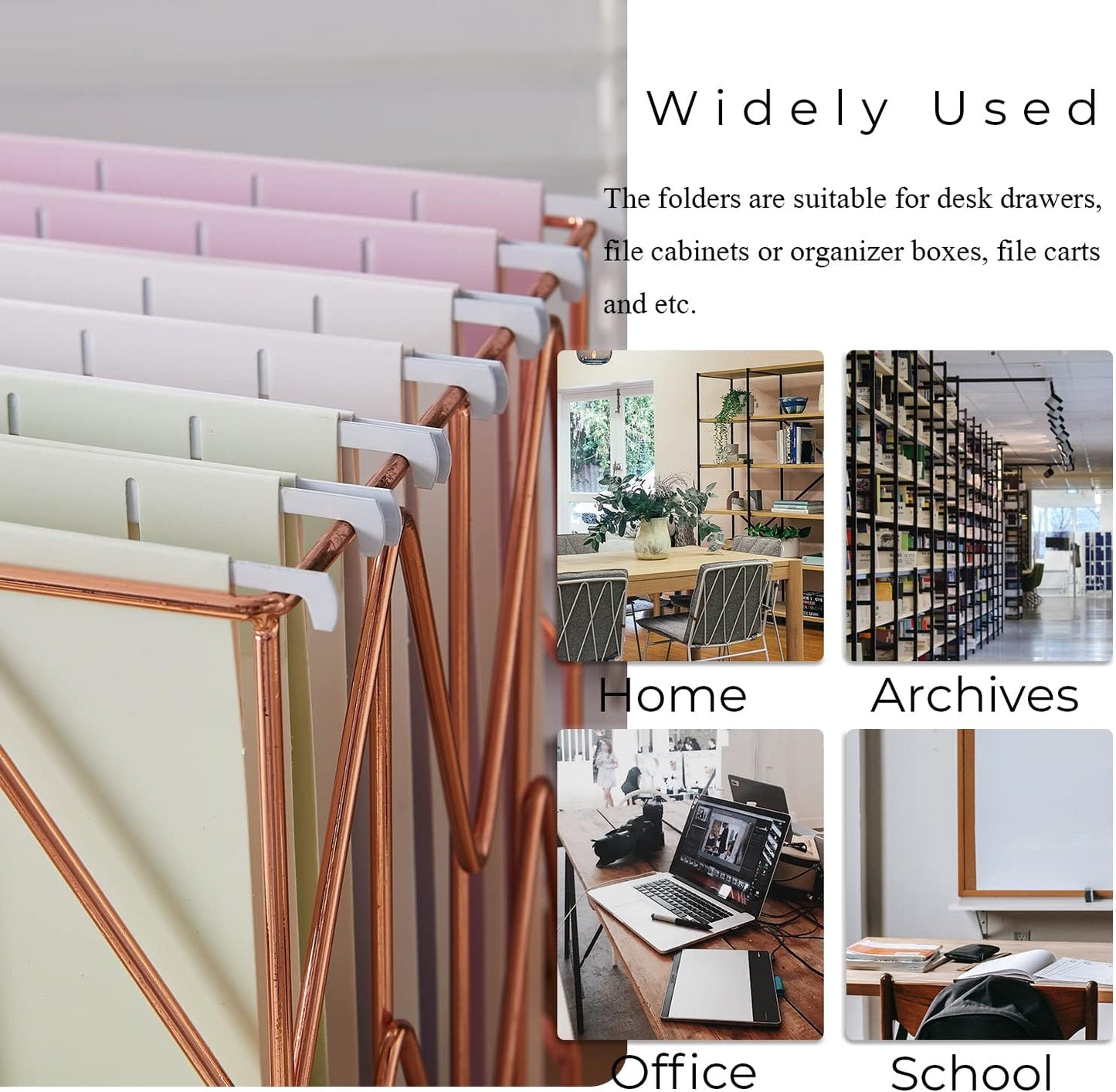 Y YOMA 6 Pack Decorative Hanging File Folders Letter Size Cute Hanging Folder Pretty File Folder Organizer for Filing Cabinet Office Home with 1/5-Cut Adjustable Tabs, Pure Gradient