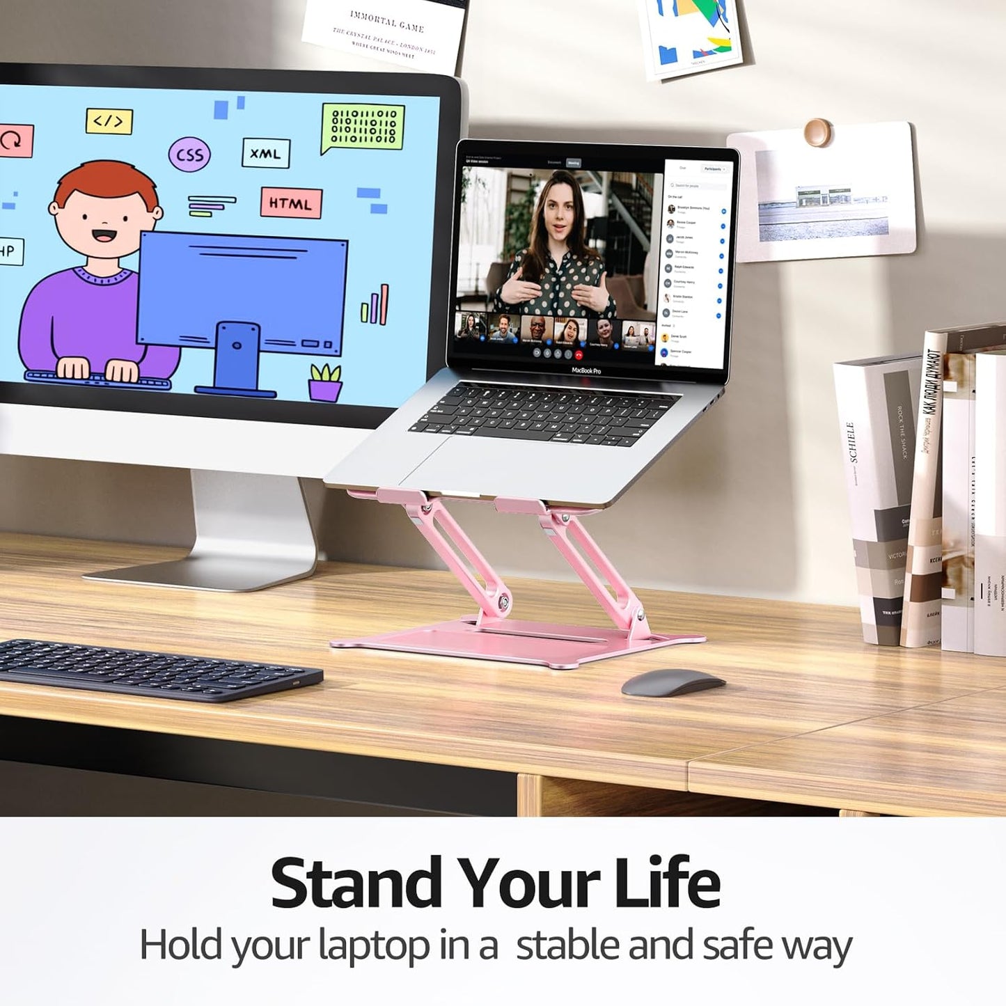 Urmust Laptop Stand for Desk Aluminum Computer Stand Riser Holder for Laptop Compatible with MacBook Air Pro, Dell, HP, Lenovo Samsung, Alienware All Laptops 11-15.6"(Pink)