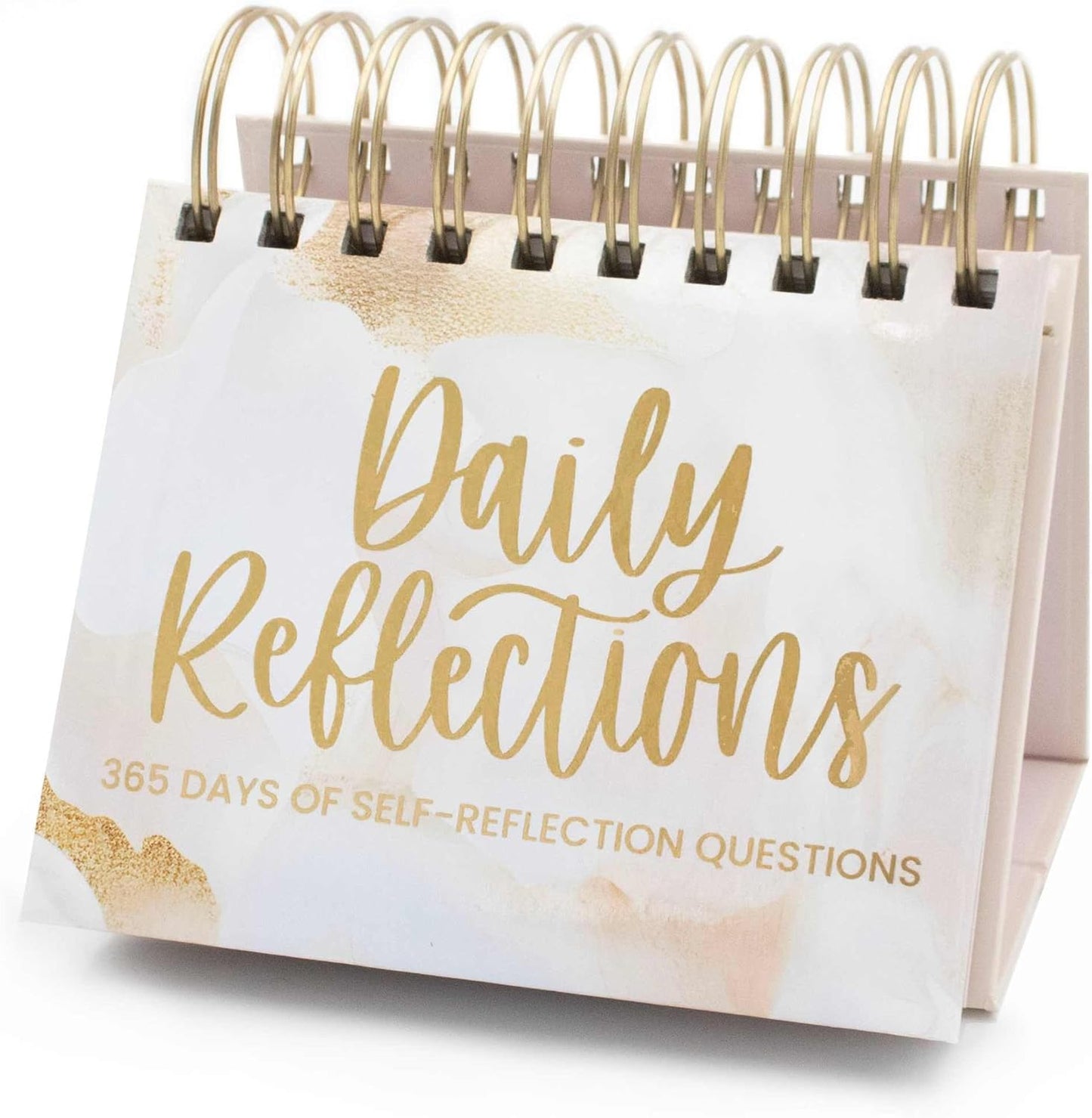 bloom daily planners Undated Perpetual Desk Easel - Motivational Inspirational Standing Flip Calendar - Page a Day (5.25" x 5.5") - Daily Mindfulness Reflection Questions