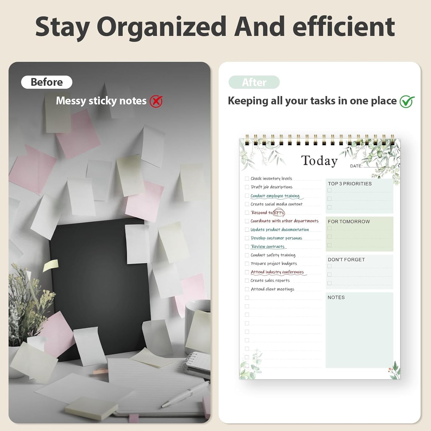Weekly To Do List Notepad, Undated Planner with 52 Sheets (6.5''x8.9''), Desk Weekly Planner for Women & Man, Home School & Work