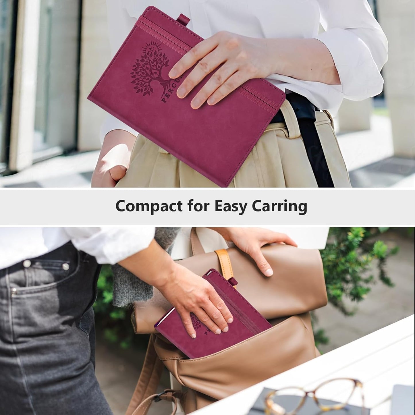 Lined Journal Notebook for Men & Women, 160 Pages College Ruled Journal for Writing, A5 Hardcover Leather Notebooks for Work, School, Business, Travel, Daily Diary 5.9" x 8.5" - Burgundy