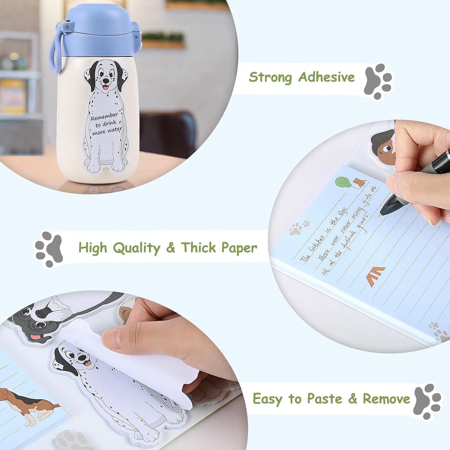 Hommie Dog Sticky Notes Set, Planner Sticky Note Dividers Tabs 300 Sheets, Cute Animals Shape Markers Flags Self-Stick Memo Pads for Dog Lovers Home Office School Supplies