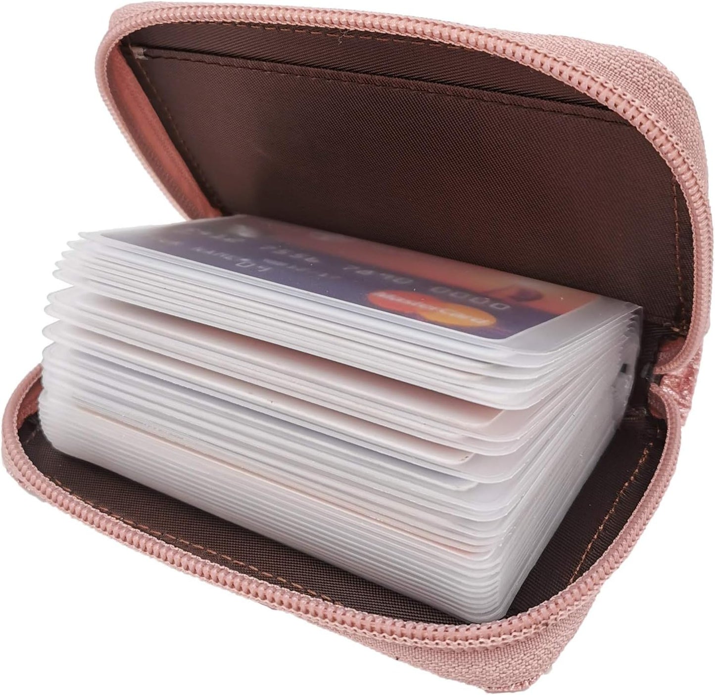 Easyoulife Genuine Leather Credit Card Holder Zipper Wallet With 26 Card Slots