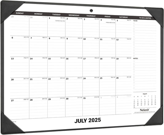 Nekmit Large Desk Calendar 2025-2026 with Desk Protecting Pad, Runs from Jul 2025 - Dec 2026, Office Supplies 21" x 16 1/2" Desktop Calendar for Life Planning or Organizing