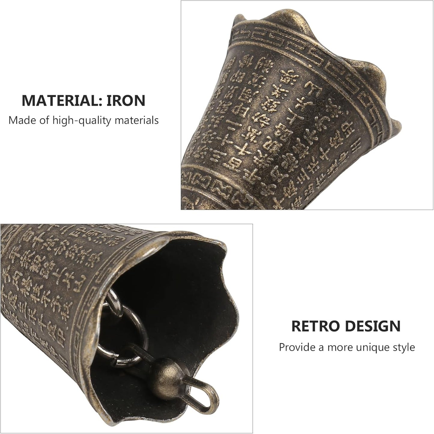 DOITOOL 10Pcs Vintage Bell Iron Bell Charm Craft Retro Bell Figurine Mini Jingle Bell Feng Shui Bell for DIY Wind Chimes Doorbell Keychain Pendants