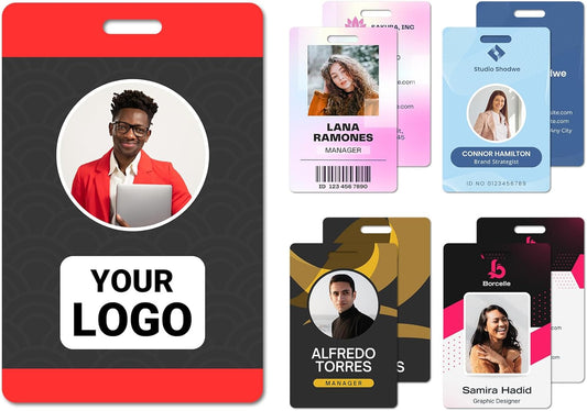 Custom Id Badge Custom Id Card Identification Badges Customizable Personalized Name Badge Customize Name Tag Photo Logo Employee Work Office Volunteer Customized Personal (Vertical-9)