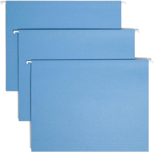 Smead Standard Hanging File Folders, 25 Count, Blue, 1/5-Cut Adjustable Tabs, Letter Size (64060)