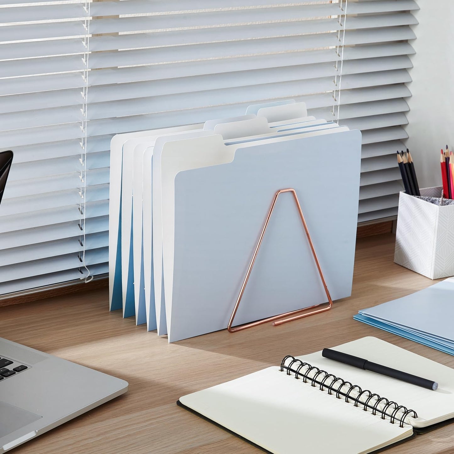 Y YOMA 12 Pack Colored File Folders Letter Size Gradient File Folder with 1/3-Cut Tab Cute Pretty Decorative Heavyweight Filing Folder File Organizers for Office School Home Desktop, Lake Blue