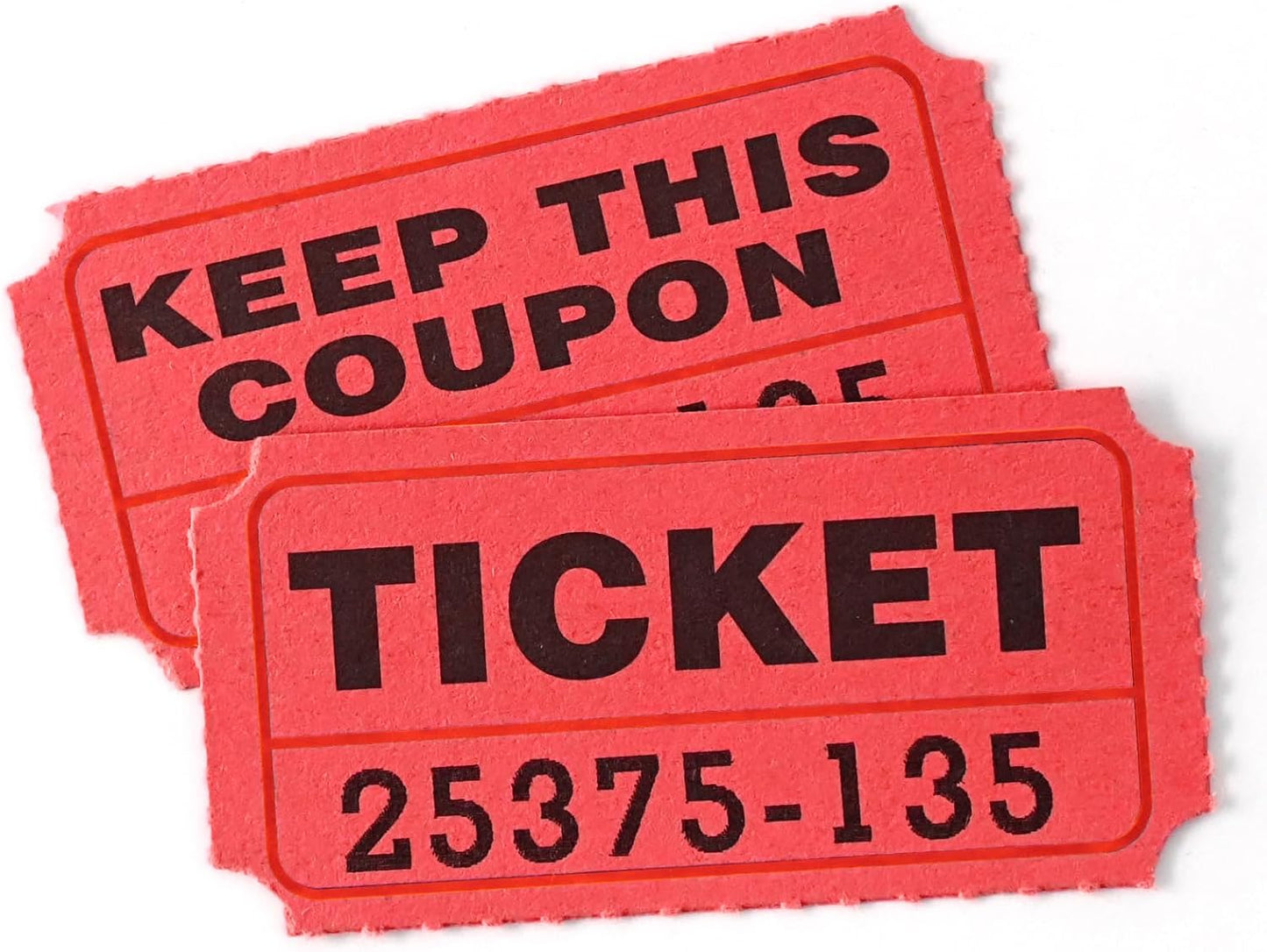 DGBDPACK 100 Raffle Tickets, 50/50 Double Ticket, Bold Numbers for Easy Reading, Ticket for Events, Entry, Class Reward & Prizes -Red