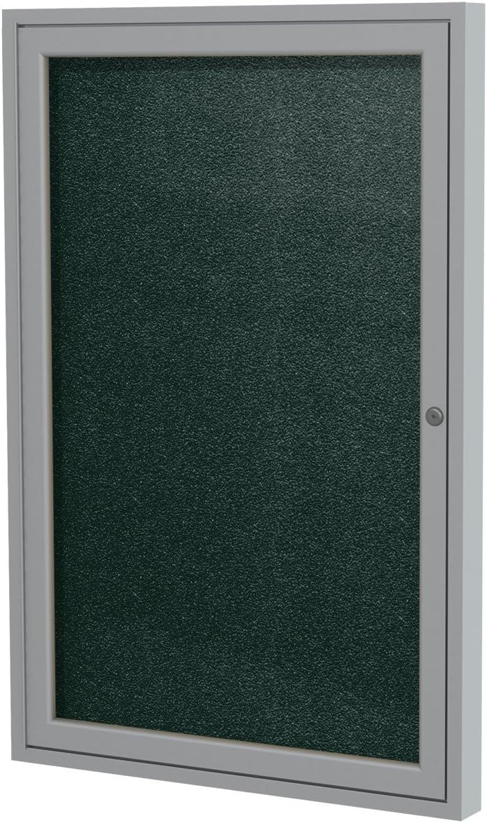 Ghent 24"x18" 1-Door Outdoor Enclosed Vinyl Bulletin Board, Shatter Resistant, with Lock, Satin Aluminum Frame - Ebony (PA12418VX-183), Made in the USA