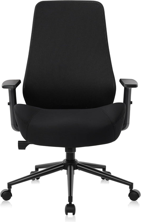HYLONE Office Chair, 5" Thickened Seat Ergonomic Desk Chair with Adjustable Armrests, Home Office Computer Chairs for Long Hours Mesh Executive Chair(Black)