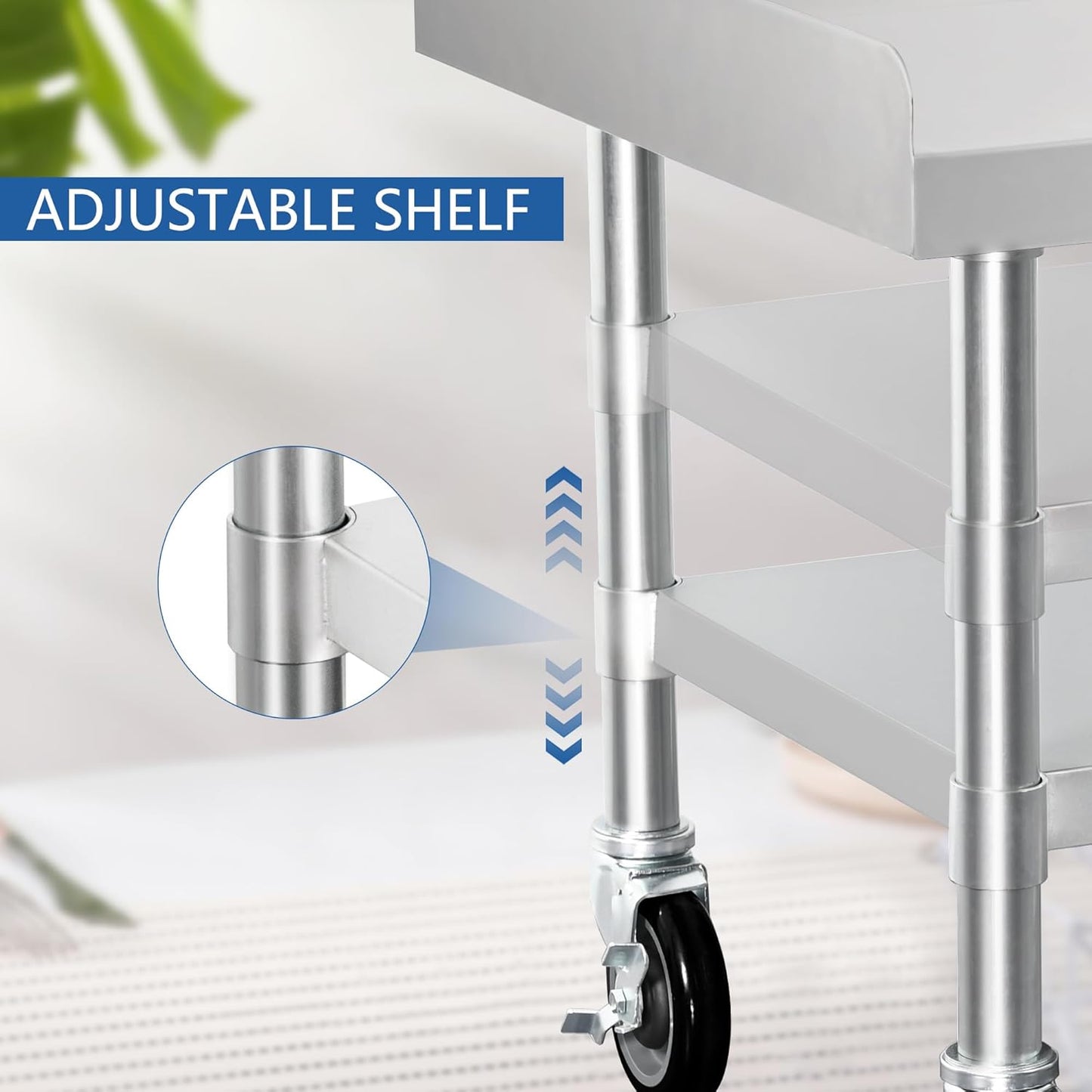 HARDURA Stainless Steel Equipment Stand Metal Prep Table with Casters 30"X 48" NSF 430 for Commercial Food Prep