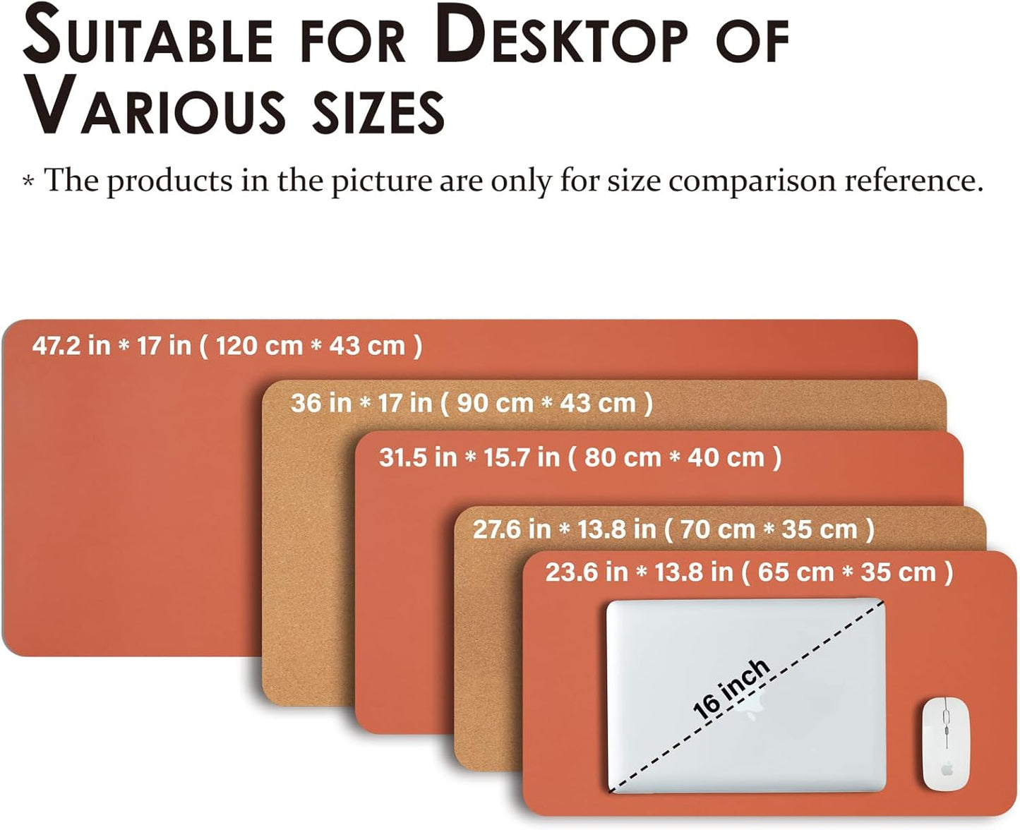 Cork Desk Mat - Dual-Sided Desk Pad for Office and Home - Desk Organization and Accessories - Ideal for Large Mouse Pad and Desk Mats on Top of Desks(Orange,27.6"x 13.8")