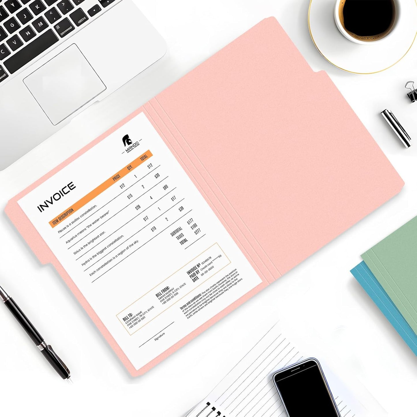 SUNEE File Folders Letter Size Retro Colors, 100 Pack Folders for Documents 1/3-Cut Tabs, Colored File Folders Office Home School for Documents Files Paper