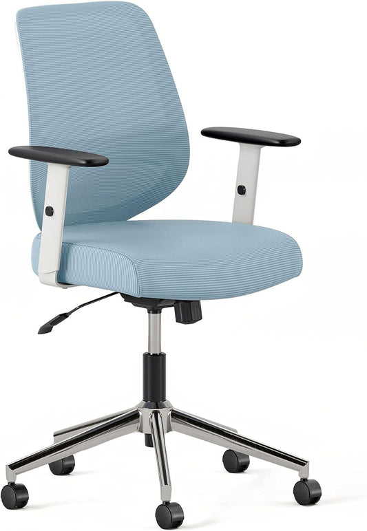 Branch Daily Chair - Computer Office Chair with Swivel, Lumbar Rest, and Adjustable Armrests - Sustainable, Stylish Mesh, & Adjustable Armrests - Comfortable Seating for Improved Posture - Blue