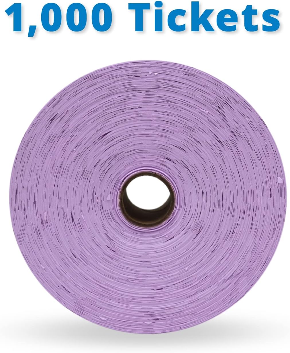 INDIANA TICKET CO. 1,000 Purple Raffle Tickets Double Roll, Premium Quality 50/50 Raffle Tickets, Tickets for Events, Carnivals, Door Prizes, Drinks and More