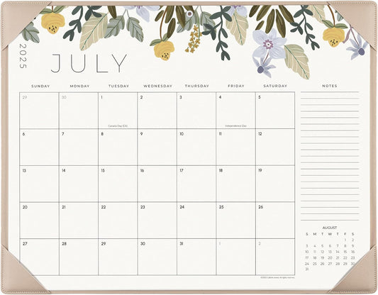 Desk Calendar 2025-2026 with Desktop Mat, Cabbrix Large Desk Pad Calendar 22 x 17 Inch Runs From July 2025 to December 2026, Floral Design Calendar 2025 for Home School and Office (Apricot)