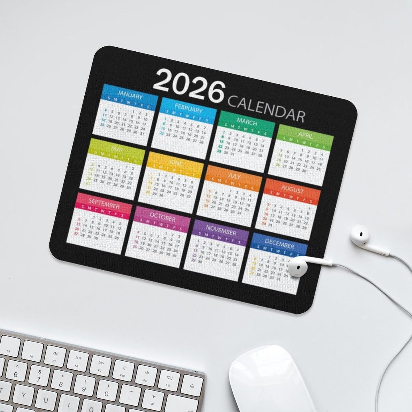 2026 Mouse Pad Calendar,Computer Mouse Pads Calendars Non-Slip Rubber Desk Mat Mousepad Gaming Office Keyboard Mat (9.45x7.87 in)