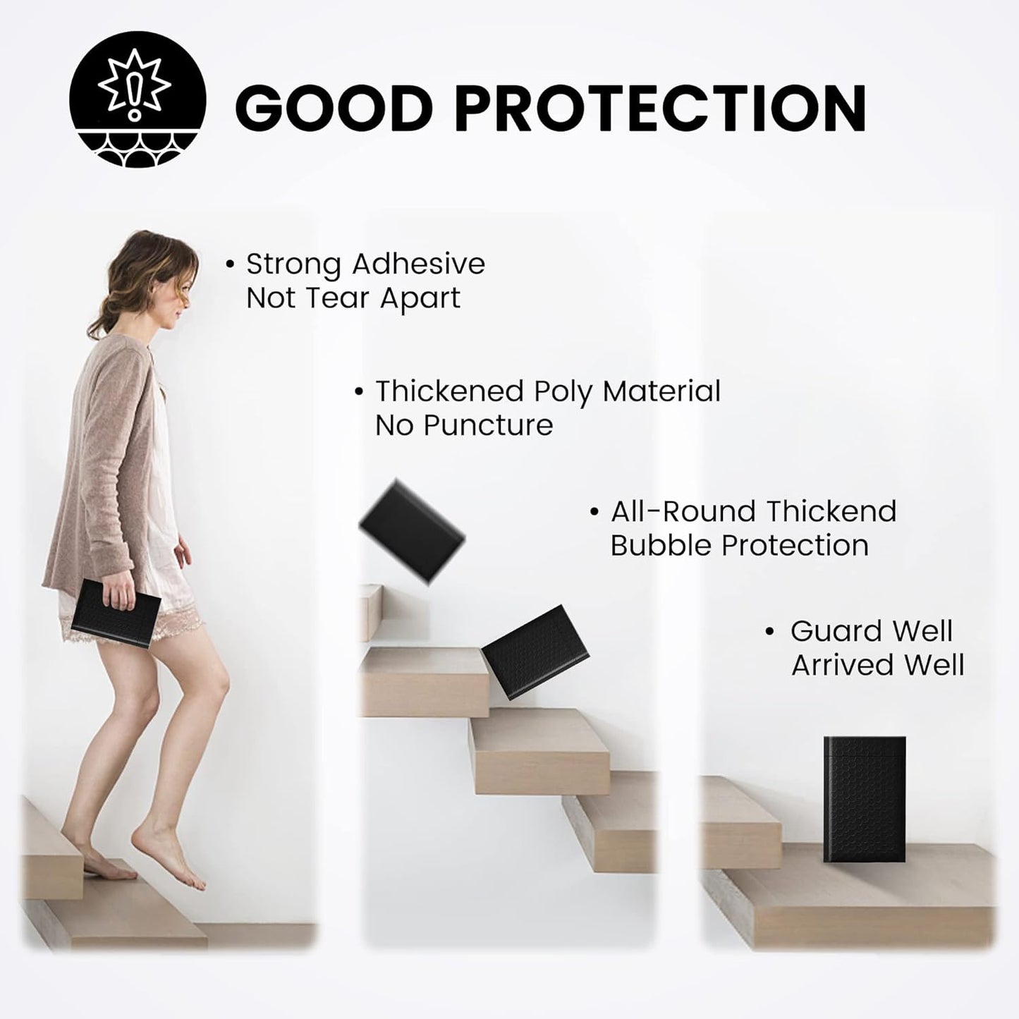 Fuxury Black Bubble Mailers 4x8" 4000 Pack, Waterproof Padded Envelopes Self Seal Bubble Envelopes, Padded Mailers for Small Business, Envelope Mailers Usable Size 4x7"