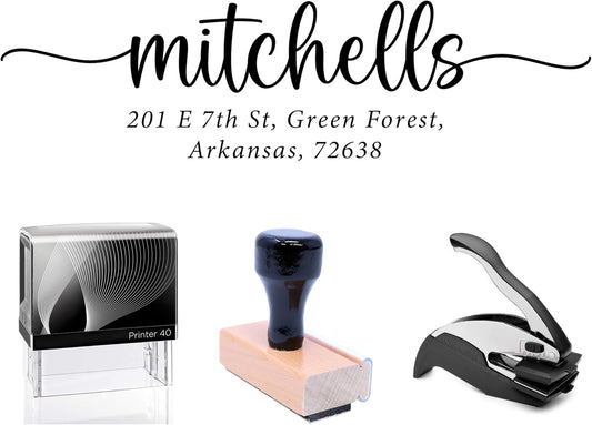 Custom Self-Inking Address Stamp with Name, Personalized Couples Address Stamps, Custom Rubber Address Stamp, Modern Address Stamp Wooden Handle Rubber Stamp (Wood Handle)