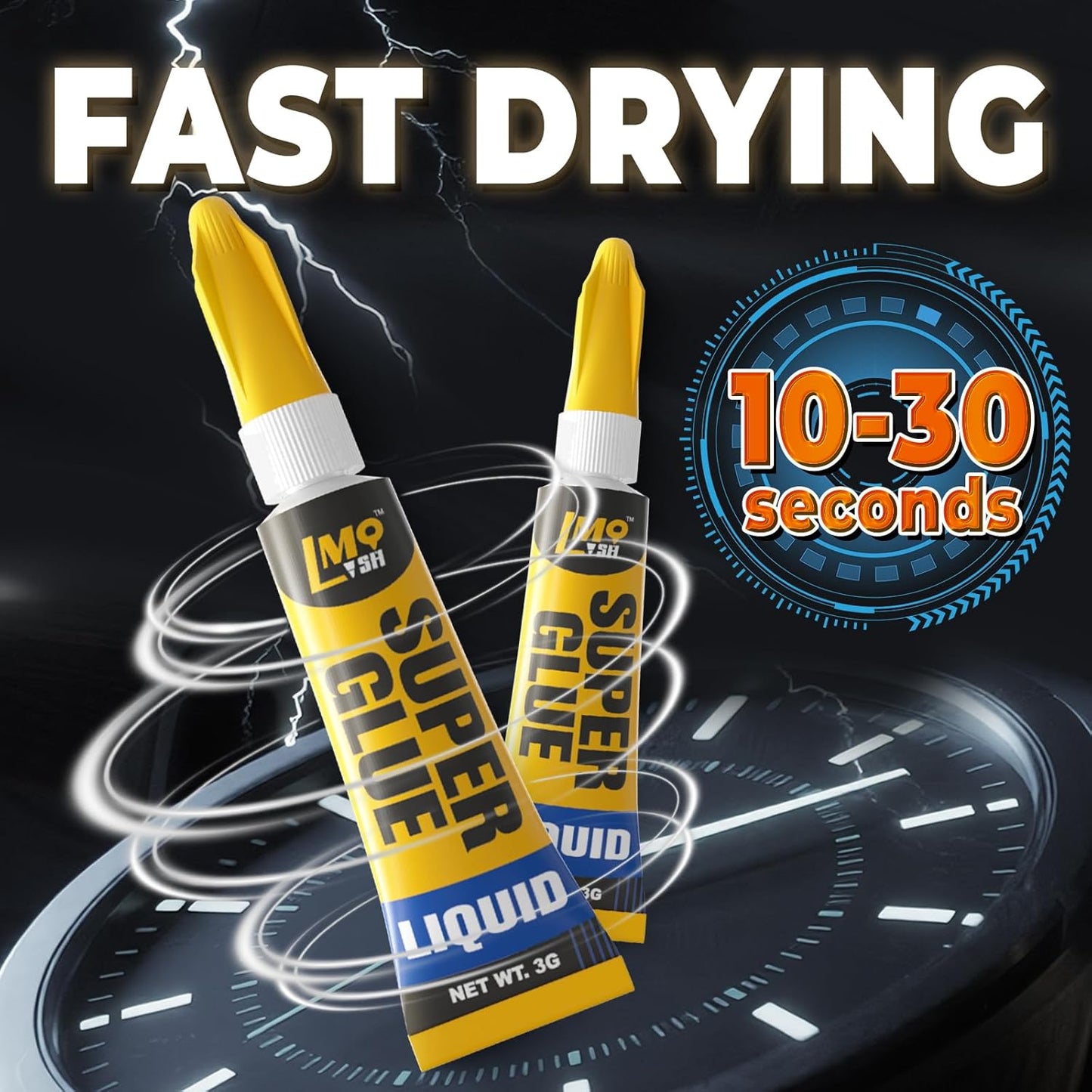 12×3g Mini Super Glue Clear Liquid, All Purpose Single Use Superglue Heavy Duty Strong for Plastic Ceramic Glass Metal Repair, Instant Cyanoacrylate Adhesive Bonding Wood Miniatures 3D Print