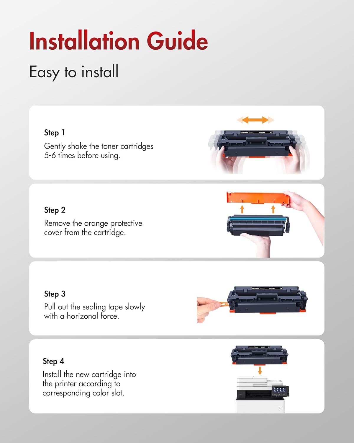 High Yield|055 Toner Cartridge Set MF743Cdw| Replacement for Canon 055 toner cartridge set Compatible with Canon Color ImageCLASS MF741Cdw MF743Cdw toner cartridges MF745Cdw MF746Cdw LBP664Cdw Printer