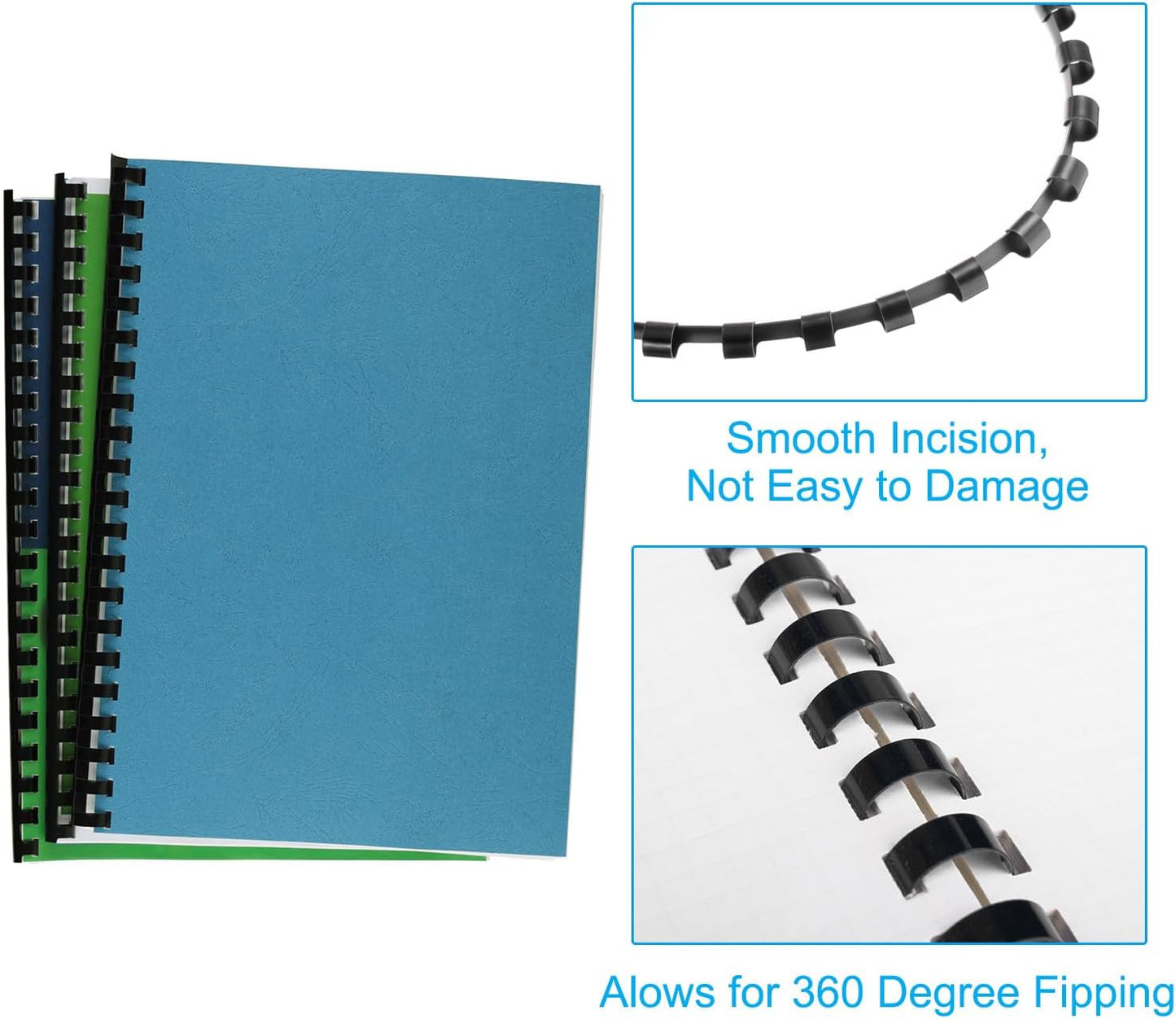 PATIKIL 8mm (5/16") Plastic Binding Combs, 200 Pcs 21 Rings Comb Binding Spines 40 Sheet Capacity Letter Size for Binding Paper Sheets Notebook Calendar Picture Album, Red