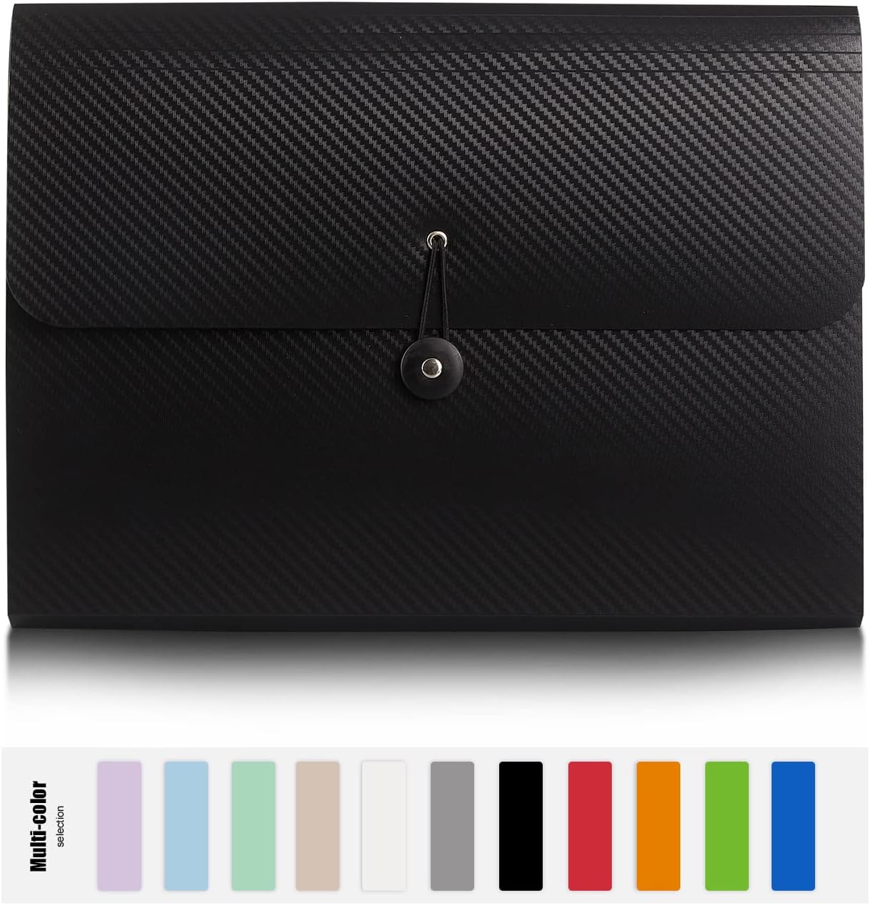 Expanding File Folder File Organizer 13 Pockets File Organizer Accordion Filing Folder Expandable File Folder for Documents Aesthetic Paper Organizer Folder for Work, School, Home, Office, 2Black