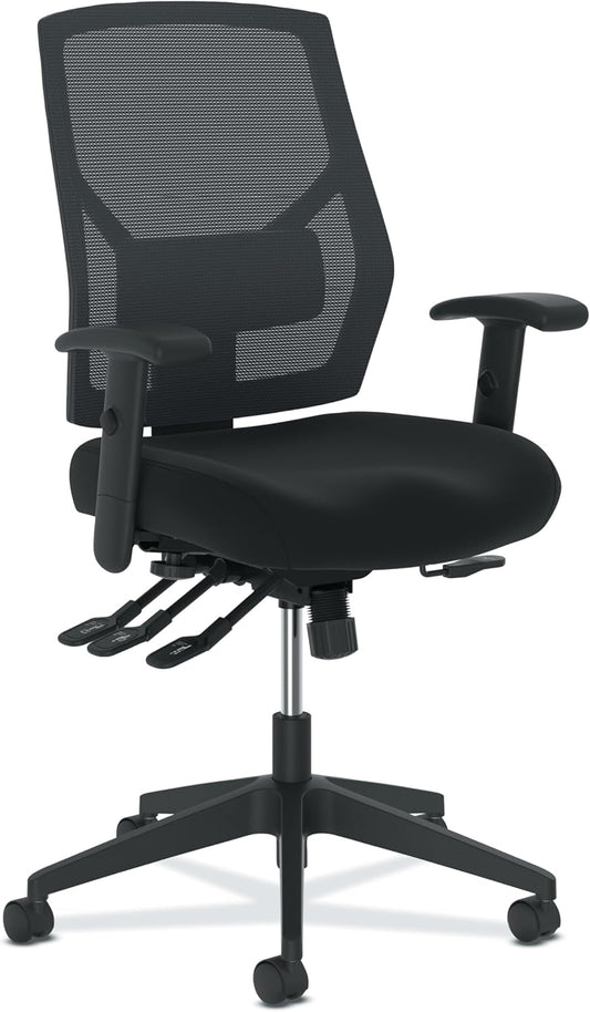 HON Crio High Back Office Chair, Ergonomic Office Chair with Adjustable Arms and Back Support, 360 Swivel, ASynchro-Tilt Recline, Black