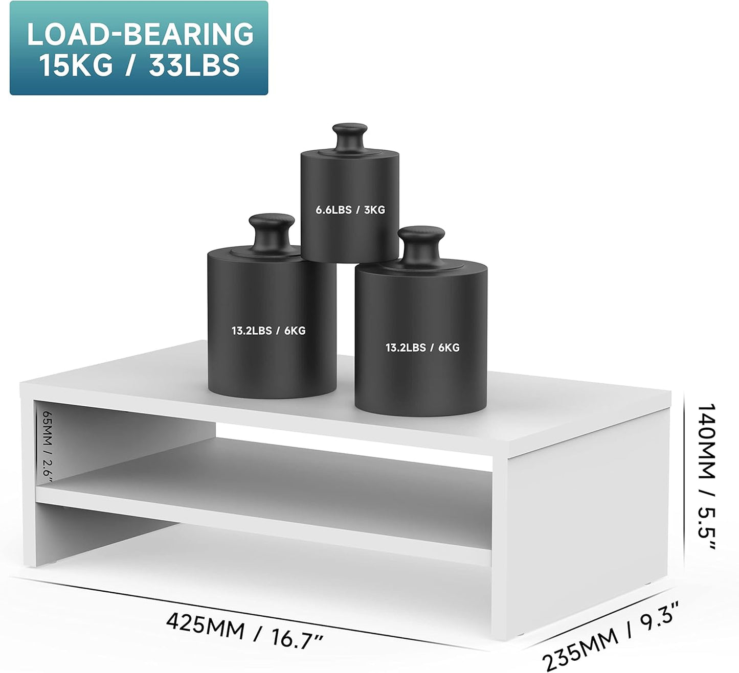 FITUEYES Monitor Stand - 2 Tier Computer Monitor Riser Shelf, Wood Desktop Stand for Laptop Computer Screen, Desk Organization, Office Supplies
