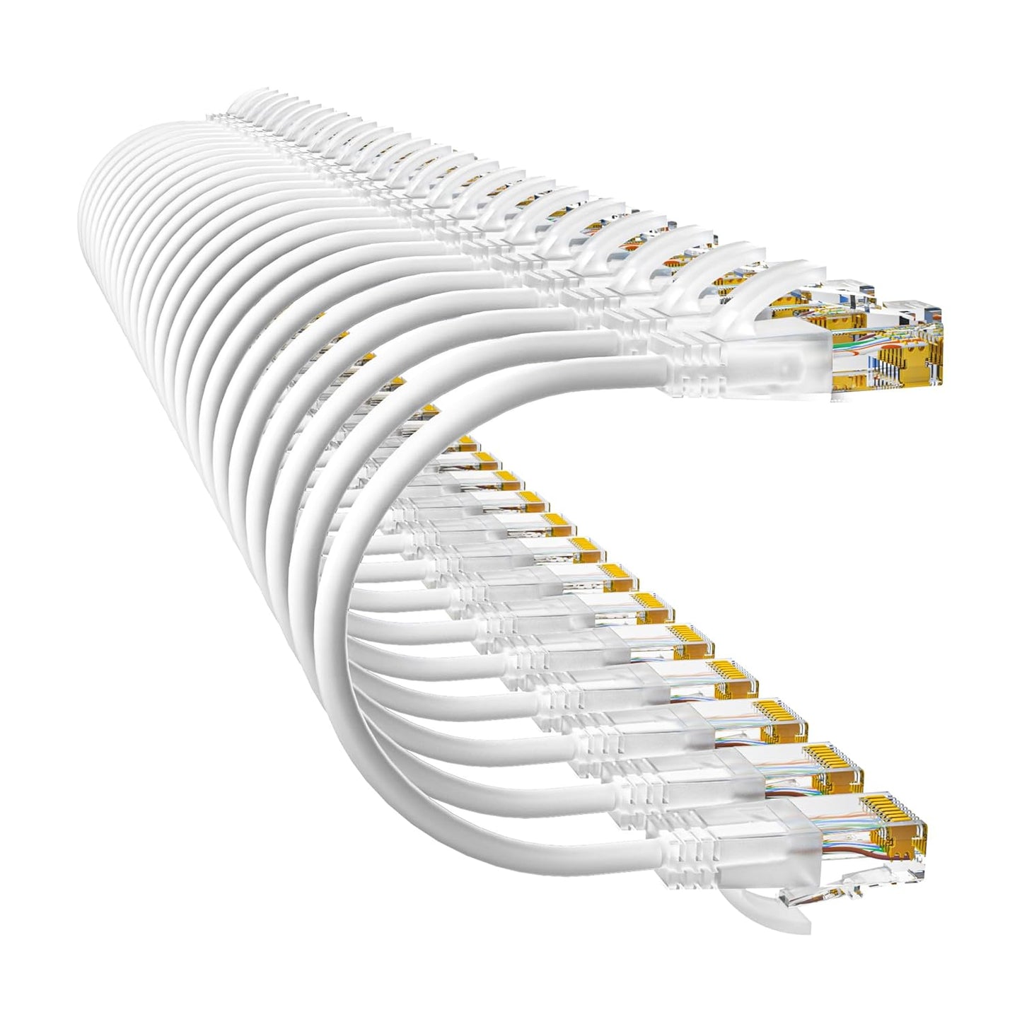 Cat6a Patch Cables 0.5ft (24 Pack) Slim, Cat6 Ethernet Patch Cable Pure Copper, Flexible Cat 6 Patch Cable 550MHZ 10G, Space-Saving Cat 6A Network Cables for Patch Panel, White