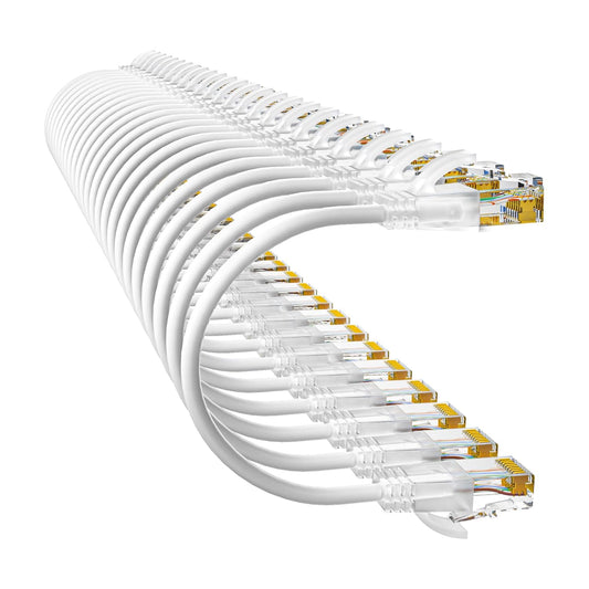 Cat6a Patch Cables 1ft (24 Pack) Slim, Cat6 Ethernet Patch Cable Pure Copper, Flexible Cat 6 Patch Cable 550MHZ 10G, Space-Saving Cat 6A Network Cables for Patch Panel, White