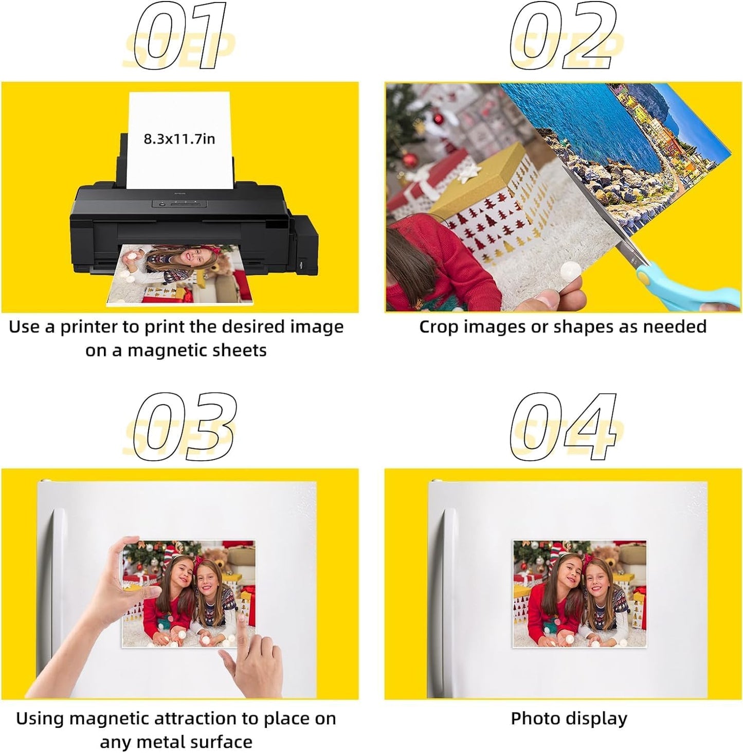 DIYMAG 15Pcs Printable Magnetic Sheets, 8.3x11.7inch Flexible Magnet Sheets Glossy Magnets Paper Non Adhesive Make Refrigerator Photo for Inkjet Printer, Photo Sheet for DIY Crafts