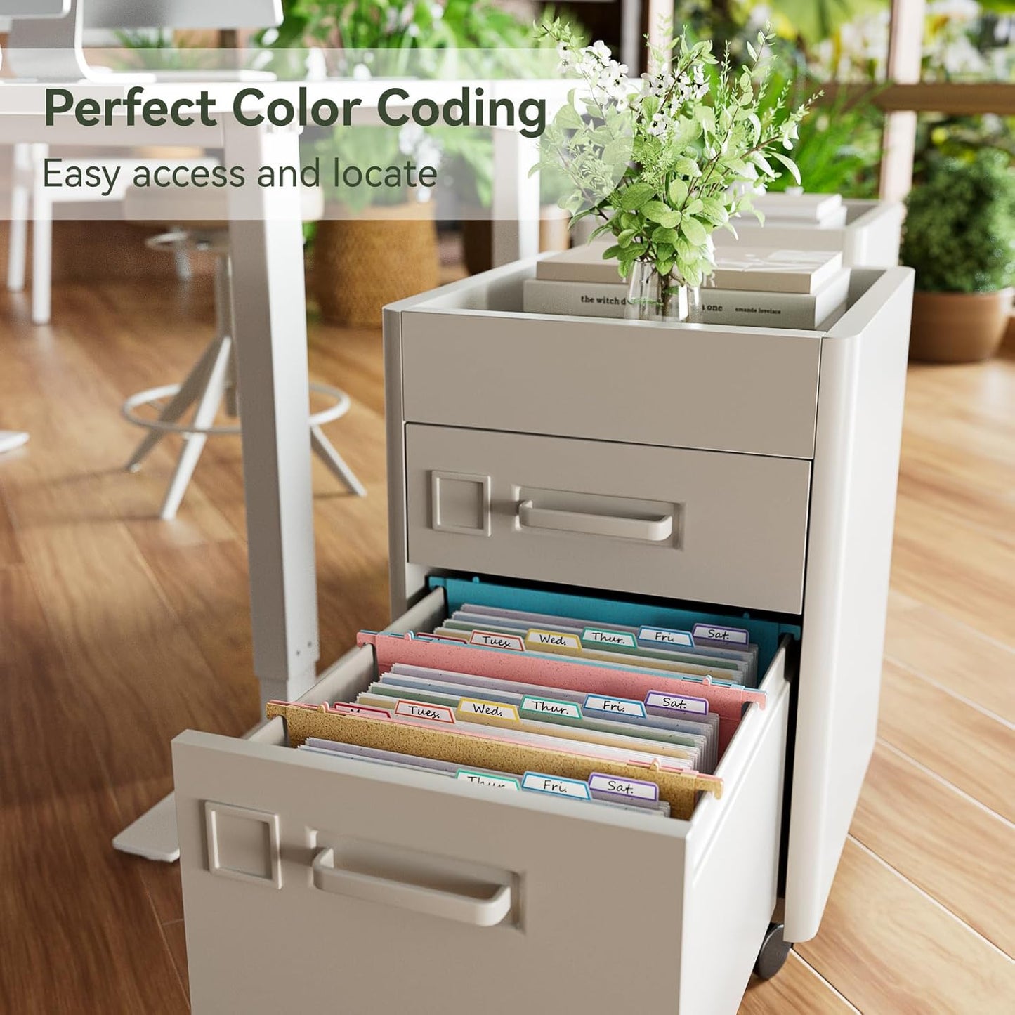 Wheat Straw Expanding Hanging File Folders,1.2" Accordion Pockets File Organizer, Large Capacity, Letter Size for Filing Cabinet, 100% BPA Free, Return to Nature, Healthy Living-3 Packs