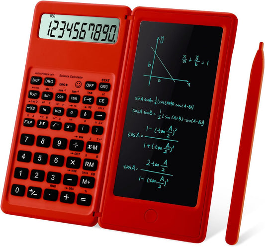 Scientific Calculators for Students, Red Math Calculator with Notepad,10-Digit Large Screen, Classroom Must Haves for Middle High School Supplies & College (Red)