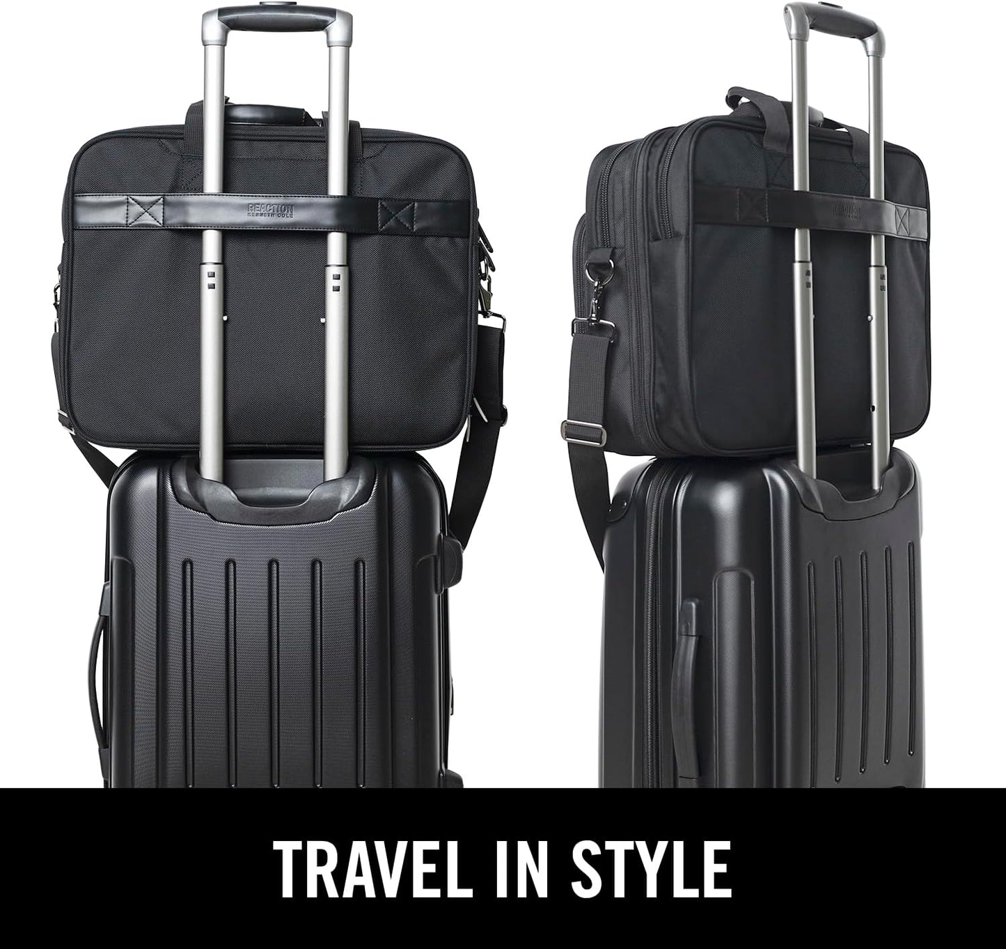 Kenneth Cole Reaction Keystone 1680d Polyester Dual Compartment 17" Laptop Business Portfolio, Black