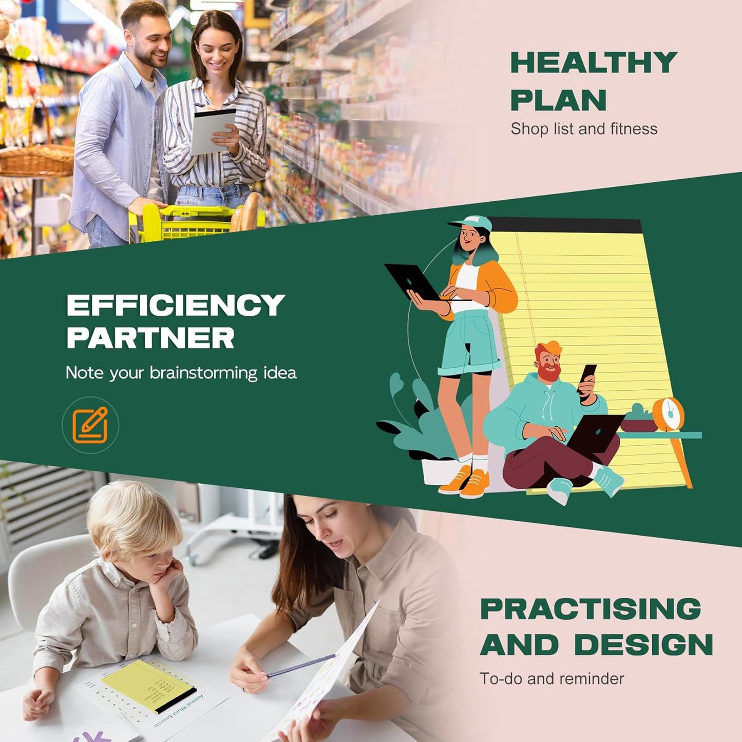 Yellow Legal Pads 5x8 Notepads, 12 Pack Small Note Pads 5x8 College Ruled Perforated Memo Pad for Work, Narrow Ruled Lined Writing Pads, 30 Sheets Per Pad, Mini Notepad for Office Home School