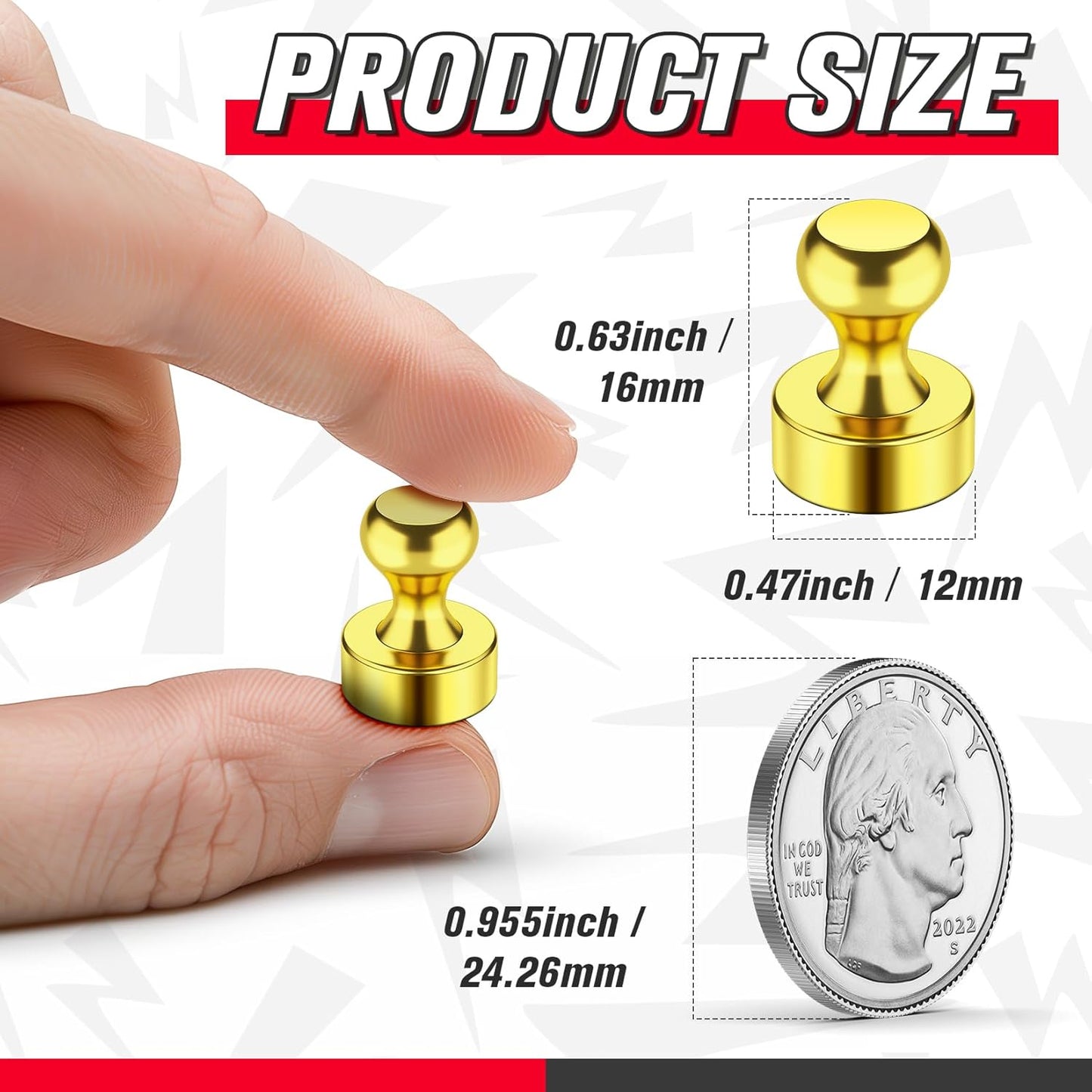 FINDMAG Strong Neodymium Magnets for Fridge, Small Whiteboad Magnets for Classroom, Office, Adult, Magnetic Push Pins