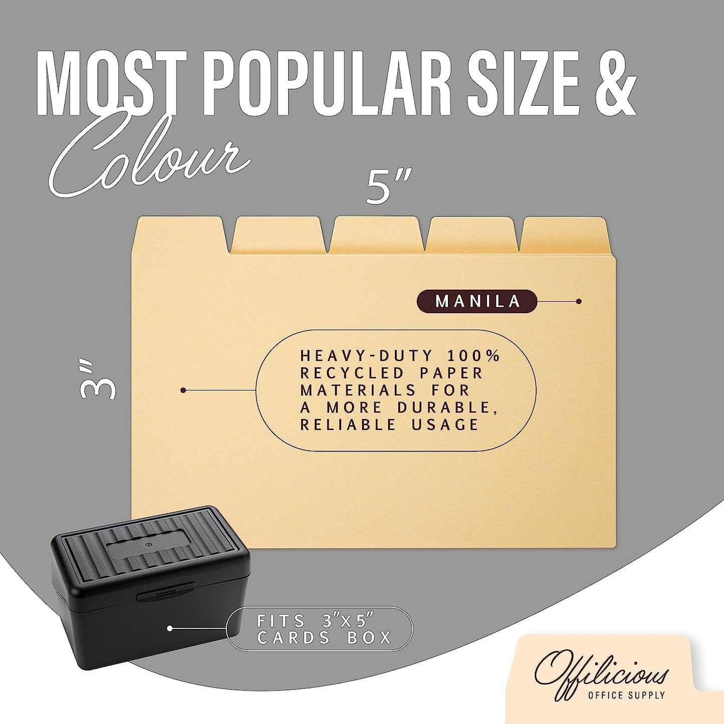 50 Manila Index Card Dividers 3x5 with Tabs & Alphabet Stickers for Recipe Cards