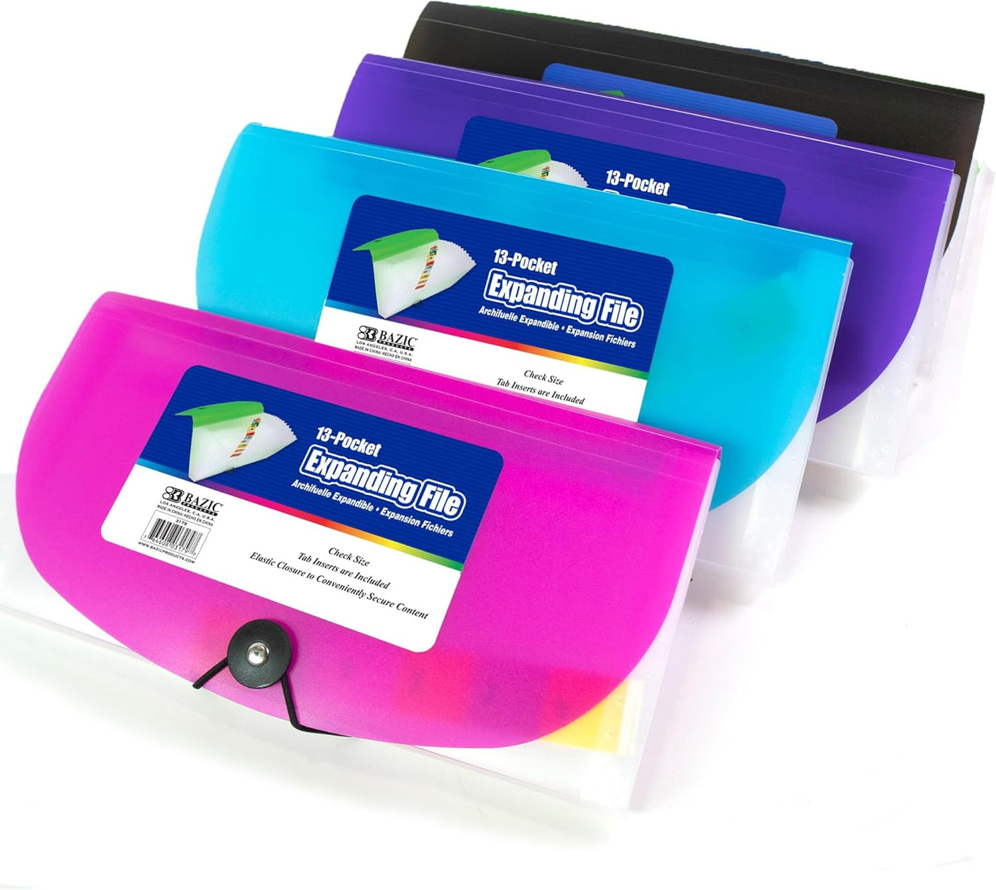 BAZIC Expanding File Folder 13 Pockets, Coupon Size Plastic File Folders w/Color Tabs Pocket, Home Office Supplies, Check Bills Receipts Organizer, 72-Packs