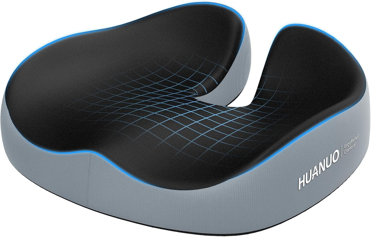 HUANUO Seat Cushion for Office Chairs, Extra Large Desk Chair Cushion for Back Pain Tailbone Pain Relief, Ergonomic Memory Foam Car Seat Cushion, Wheelchair Cushions for Long Sitting, Anti-Slip Bottom